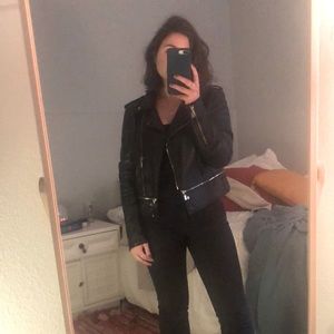 zara lightly worn leather jacket